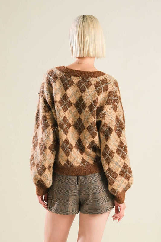 Champagne Coast Sweater Cardigan in brown, view 2 — Soul Flow Apparel