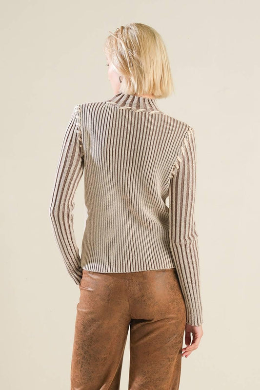 Candid Love Sweater Top in natural brown, view 2 — Soul Flow Apparel