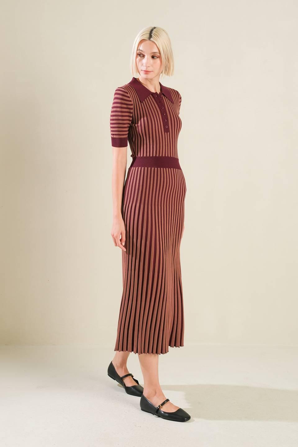 Luxe Living Sweater Midi Dress in burgundy brown, view 3 — Soul Flow Apparel