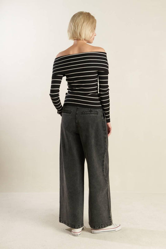 In Too Deep Sweater Top in black white, view 3 — Soul Flow Apparel