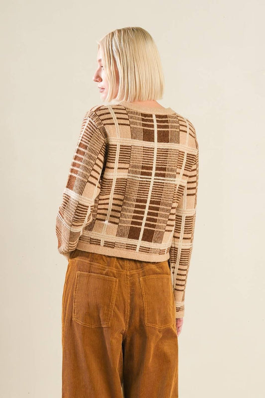 Alphabet of Love Cardigan in taupe brown, view 2 — Soul Flow Apparel