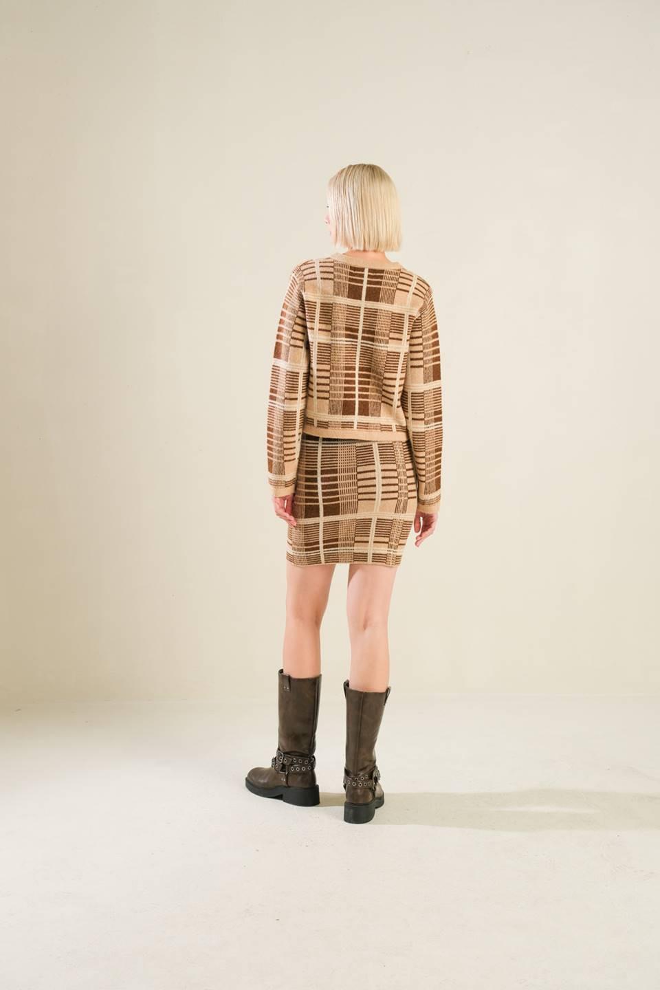Alphabet of Love Cardigan in taupe brown, view 9 — Soul Flow Apparel