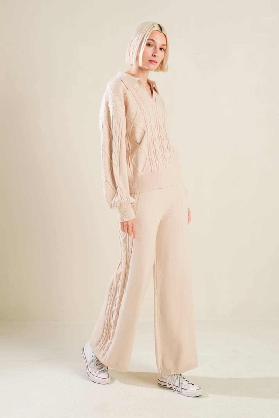 Hold Your Gaze Sweater Knit Pants in taupe, view 5 — Soul Flow Apparel