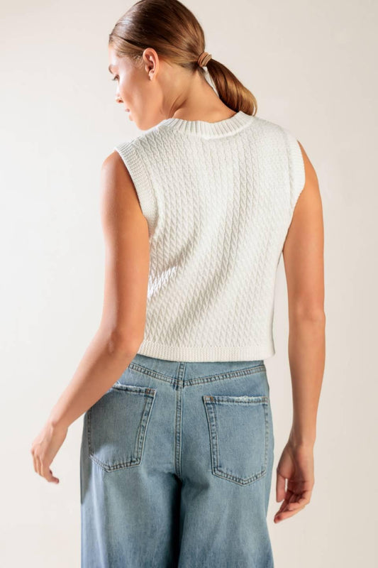 Nothing Like It White Knit Vest, view 7 — Soul Flow Apparel