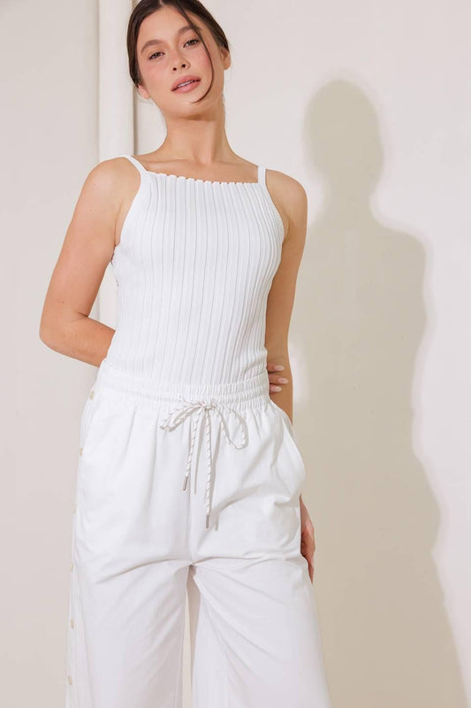 Bit of Sunshine White Sweater Knit Tank Top, view 1 — Soul Flow Apparel