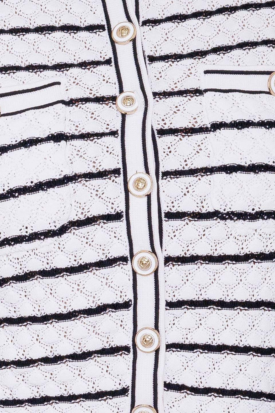 A Day in the Meadow Knit Cardigan in white black, fabric swatch — Soul Flow Apparel