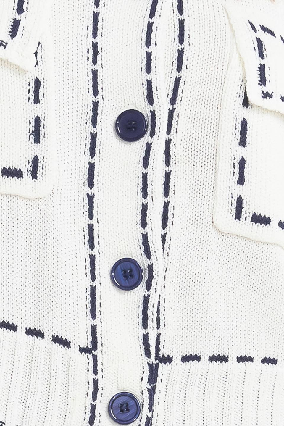 Mono Frame Sweater Knit Top in cream navy, fabric swatch — Soul Flow Apparel
