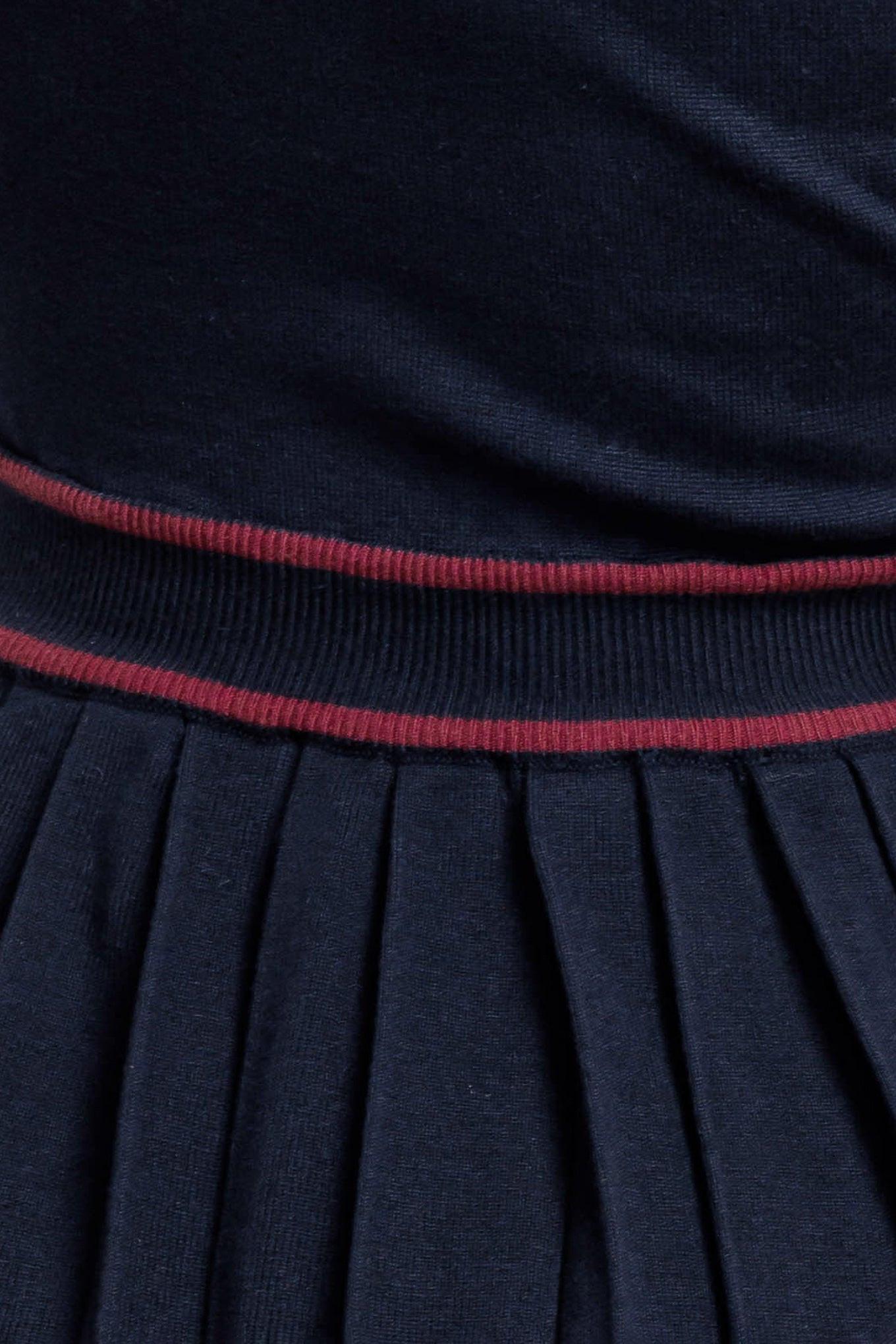Berry Stripe Sweater Mini Dress in navy, fabric swatch — Soul Flow Apparel