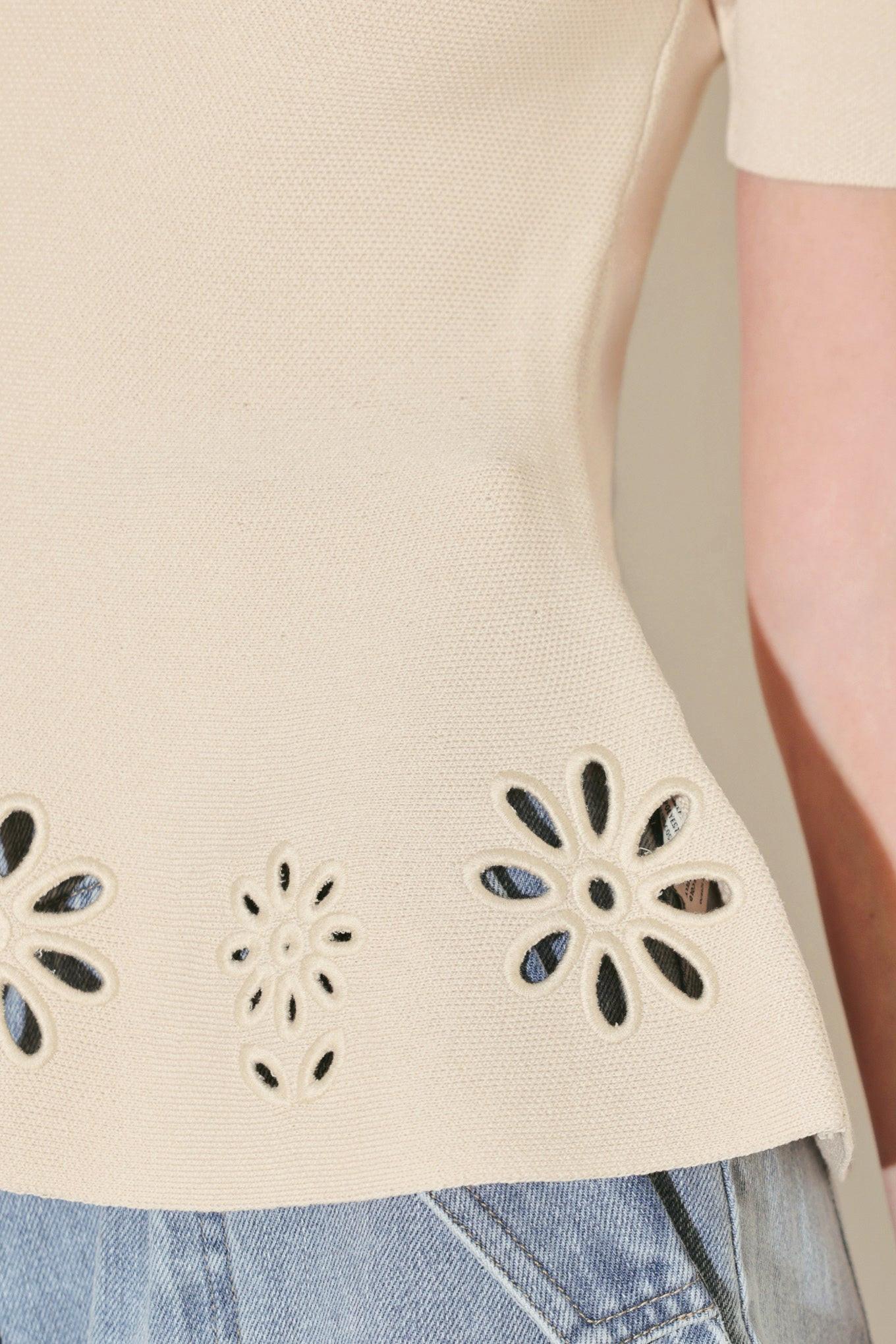 Summer Crush Edit Sweater Knit Top in beige cream, view 4 — Soul Flow Apparel