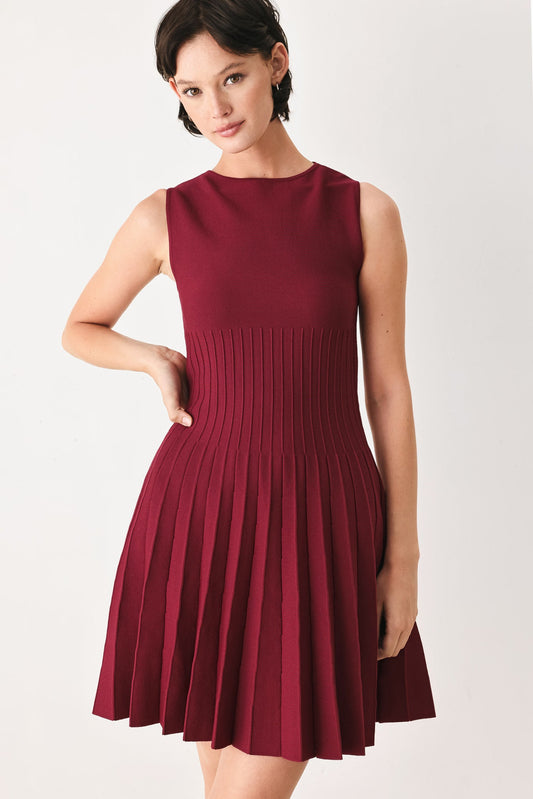 The Weekend Estate Sweater Knit Mini Dress in burgundy, view 1 — Soul Flow Apparel