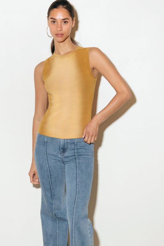 No One Prettier Knit Tank Top in camel, view 2 — Soul Flow Apparel