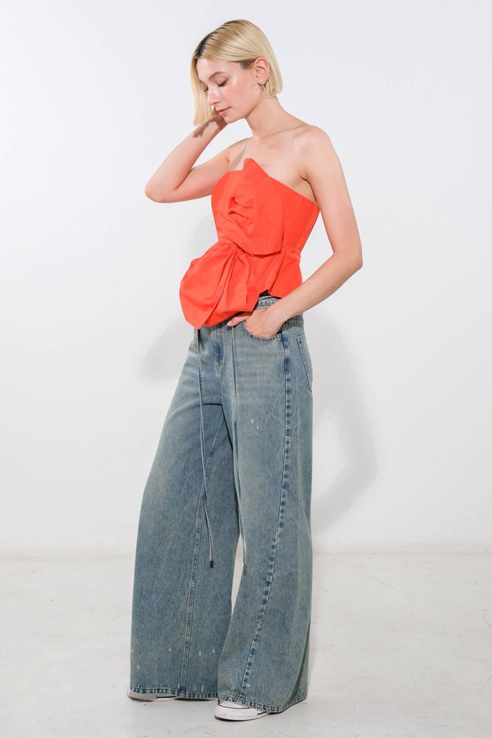 Sunshine Selection Woven Top in tomato, view 6 — Soul Flow Apparel