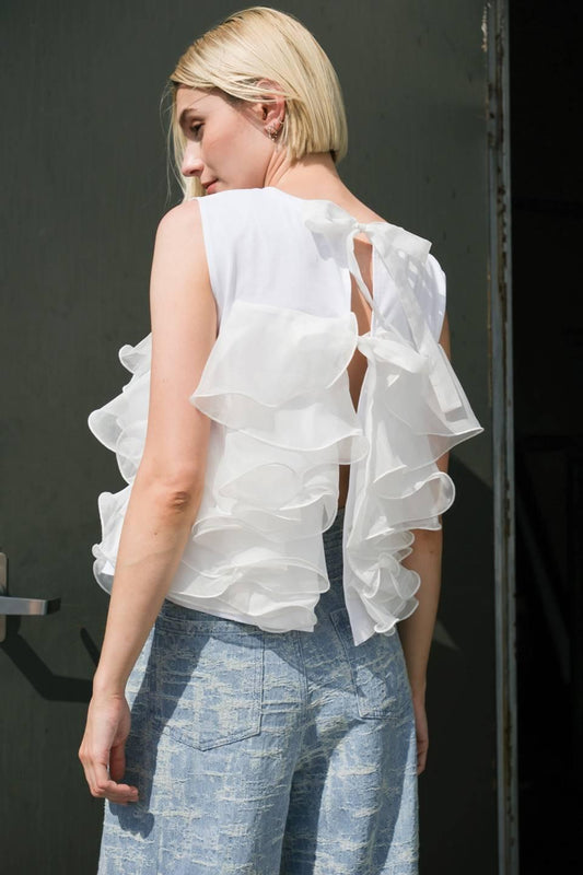 Cloud Nine Chic Knit Top in white, view 2 — Soul Flow Apparel