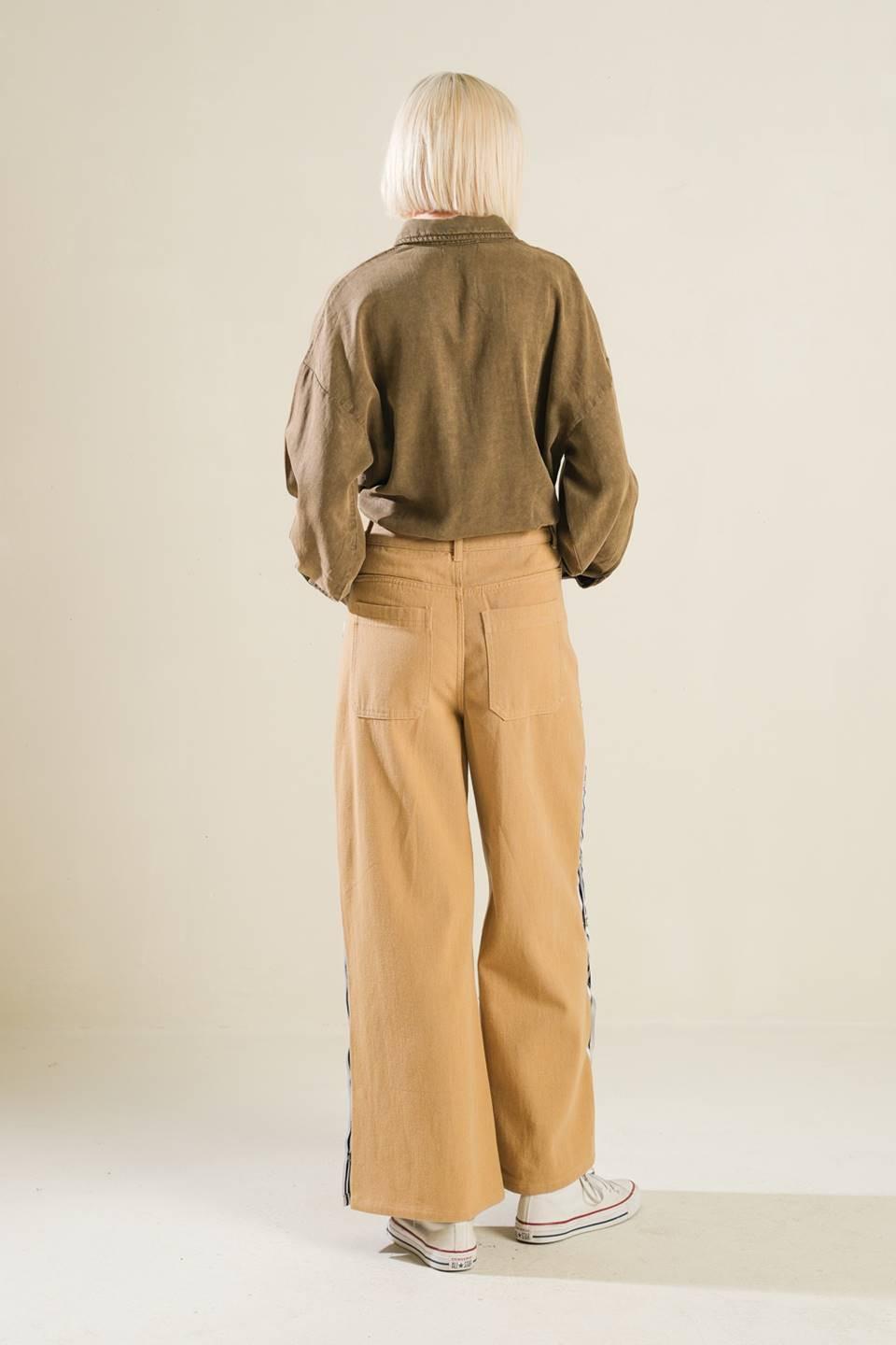 Park Avenue Woven Bodysuit in brown, view 6 — Soul Flow Apparel