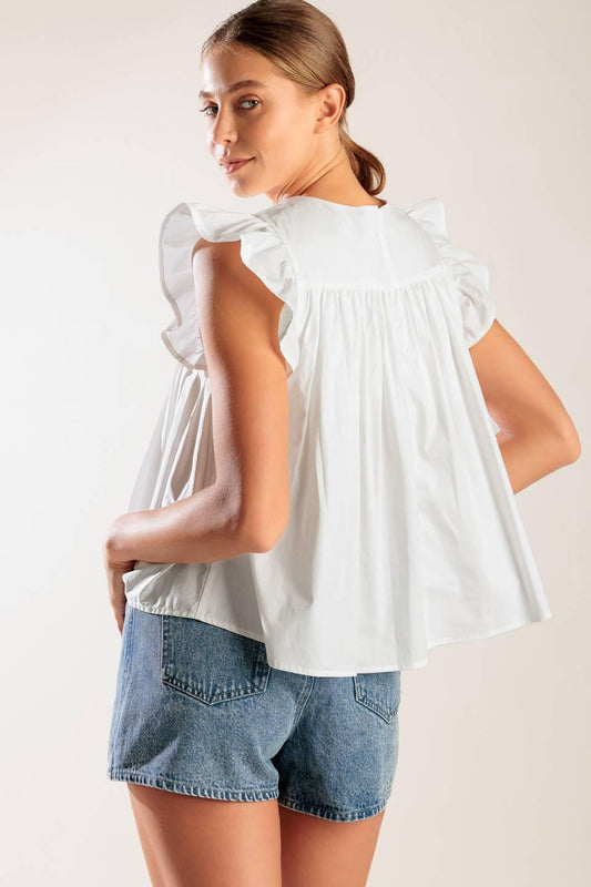 Memories in Focus White Woven Top, view 7 — Soul Flow Apparel