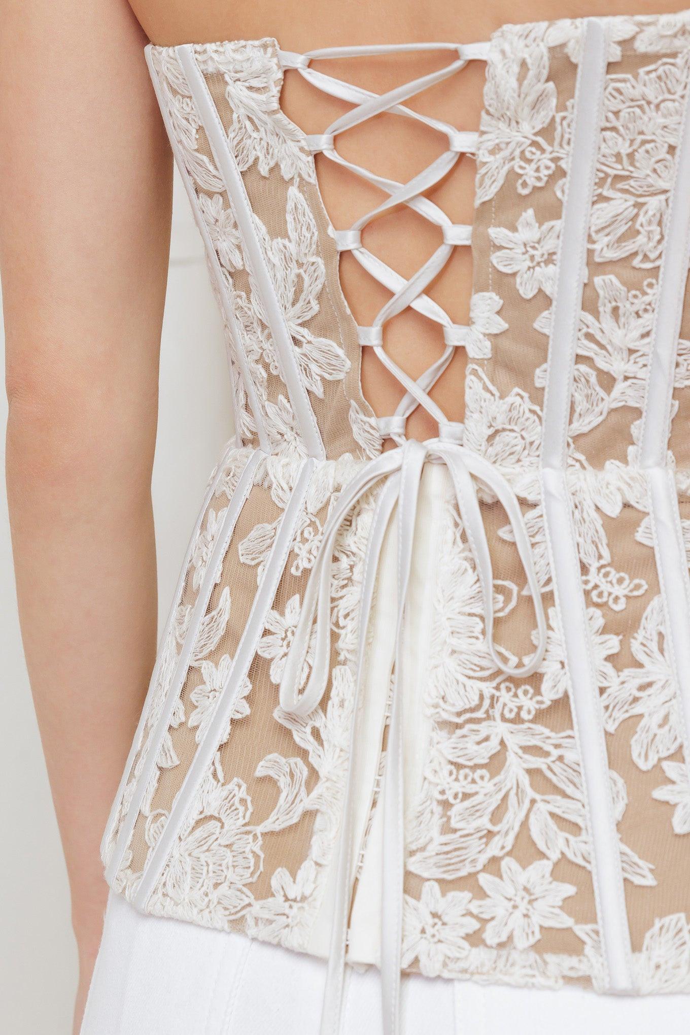 Cafe Society Look Woven Lace Top in ivory, view 2 — Soul Flow Apparel