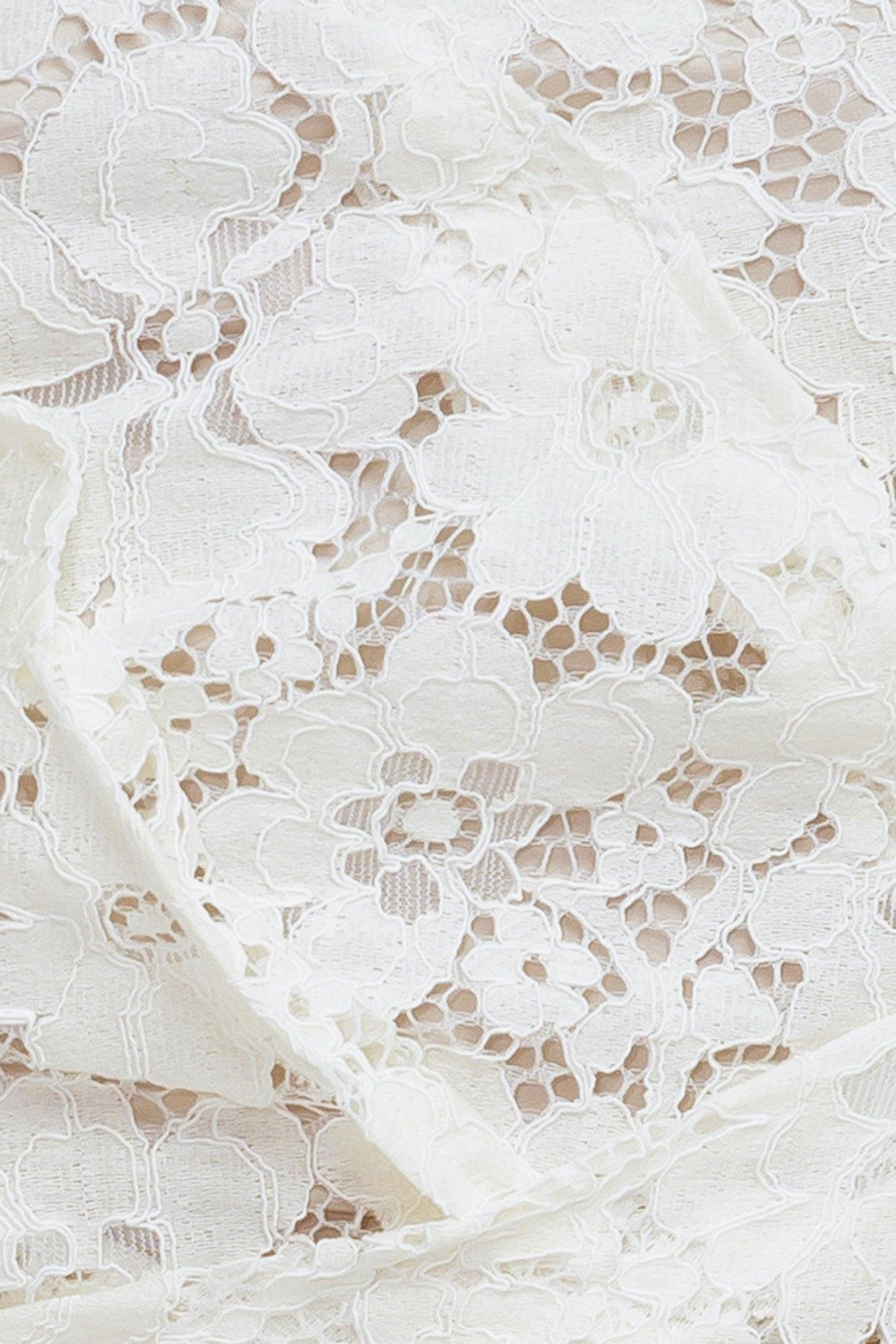 Chantilly Flair Woven Lace Tube Top in cream, fabric swatch — Soul Flow Apparel