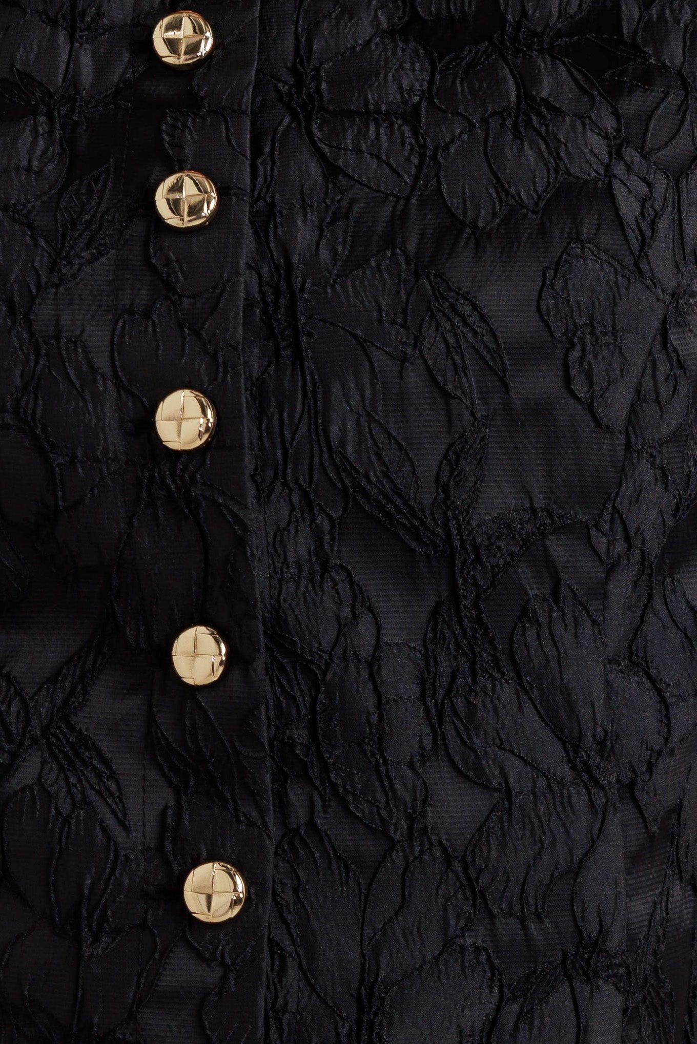 Quiet Luxe Romance Woven Top in black, fabric swatch — Soul Flow Apparel