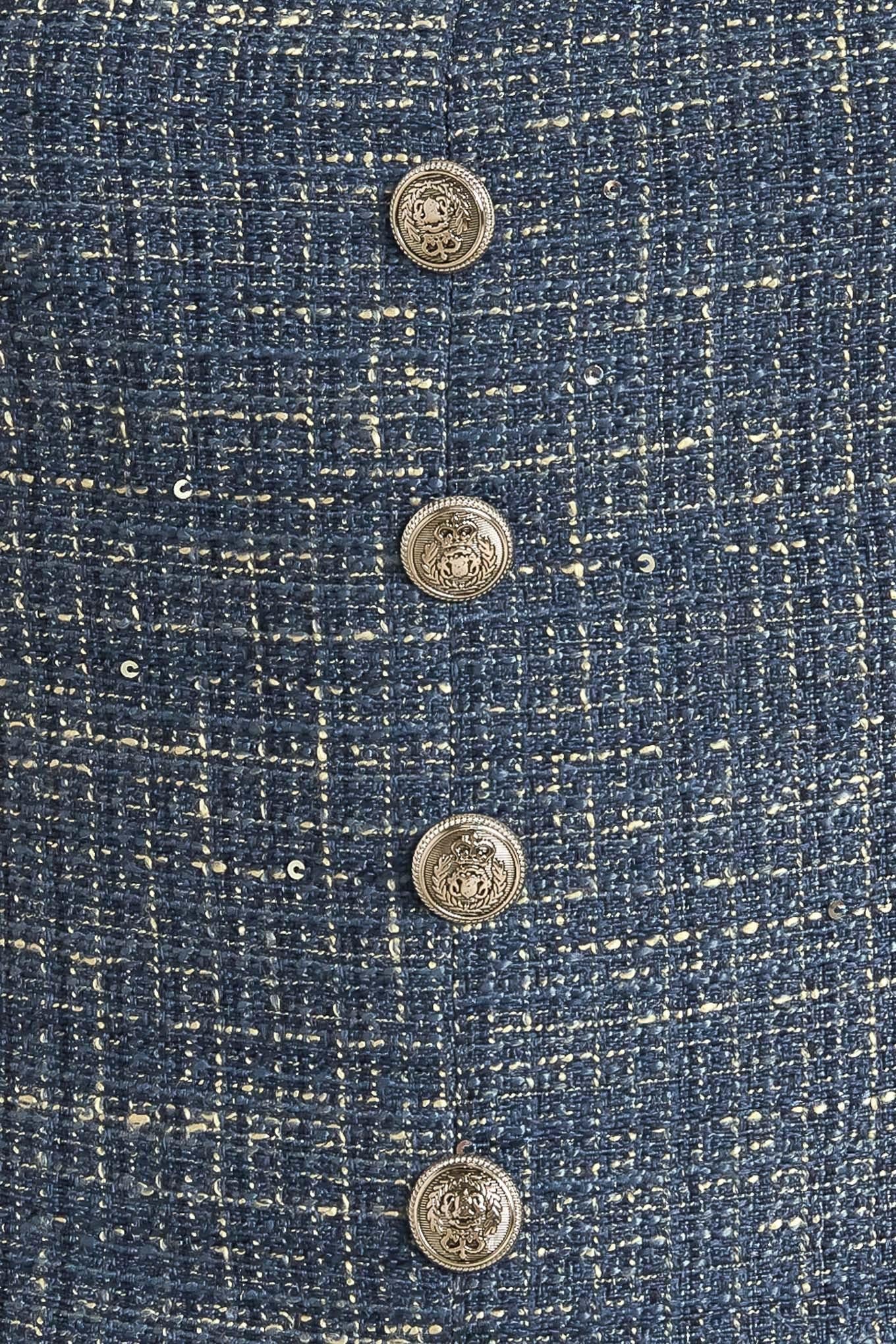 Studio Femme Look Tweed Top in light navy, fabric swatch — Soul Flow Apparel