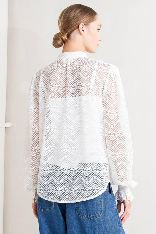 Cloud Romance Woven Lace Top in off-white, view 7 — Soul Flow Apparel