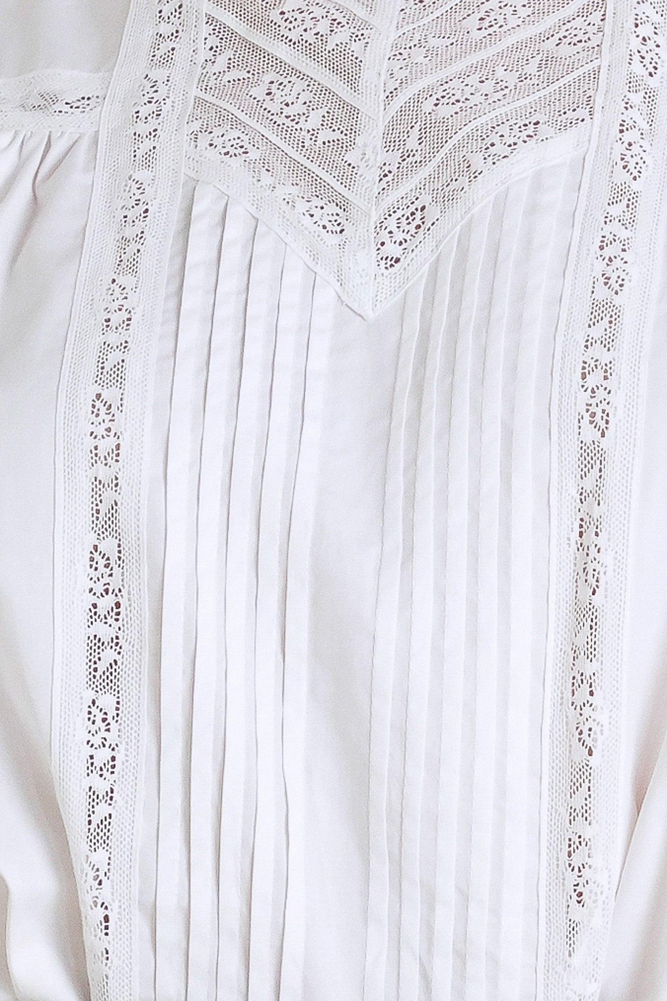 Pure Poetry Victorian Woven Top in white, fabric swatch — Soul Flow Apparel