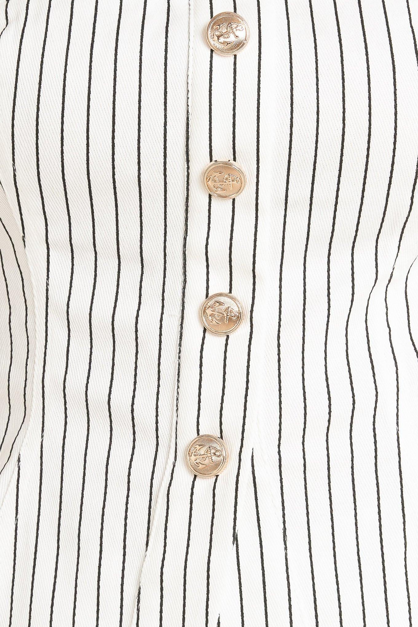Effortless Form Stripe Woven Twill Top in white, fabric swatch — Soul Flow Apparel