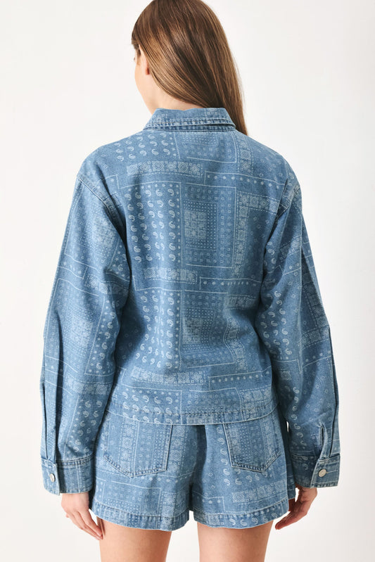 VINTAGE BANDANA DENIM JACKET