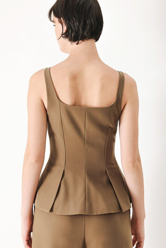 Rich Silhouette Woven Top in brown, view 7 — Soul Flow Apparel