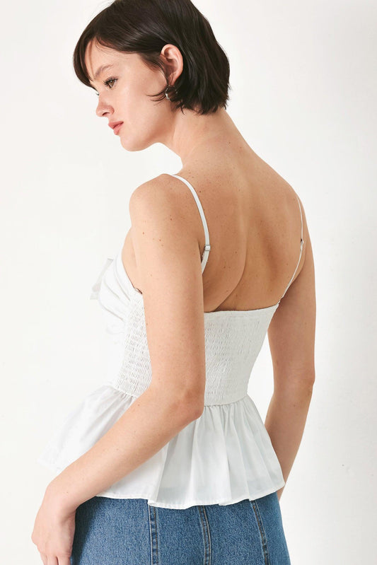 Sunset Bow White Woven Top, view 6 — Soul Flow Apparel