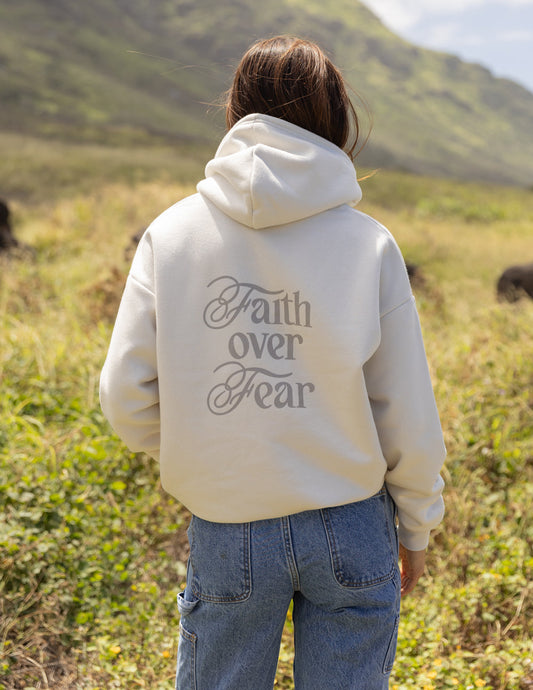 Faith Over Fear Taupe Unisex Hoodie – Christian Hoodie