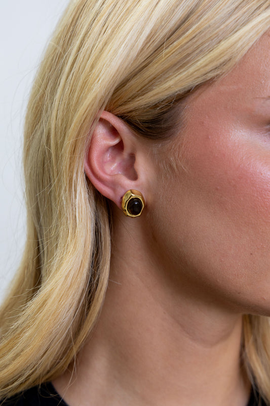 Saylor Tiger Eye Studs in 32mq — Soul Flow Apparel