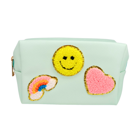 Patchwork Rainbow Cosmetic Bag in mint — Soul Flow Apparel