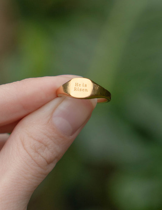 He Is Risen Signet Ring – Christian Ring