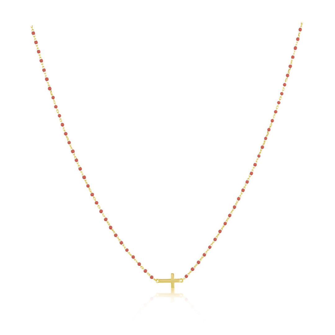 Elsa Side Cross Necklace Red, view 25 — Soul Flow Apparel