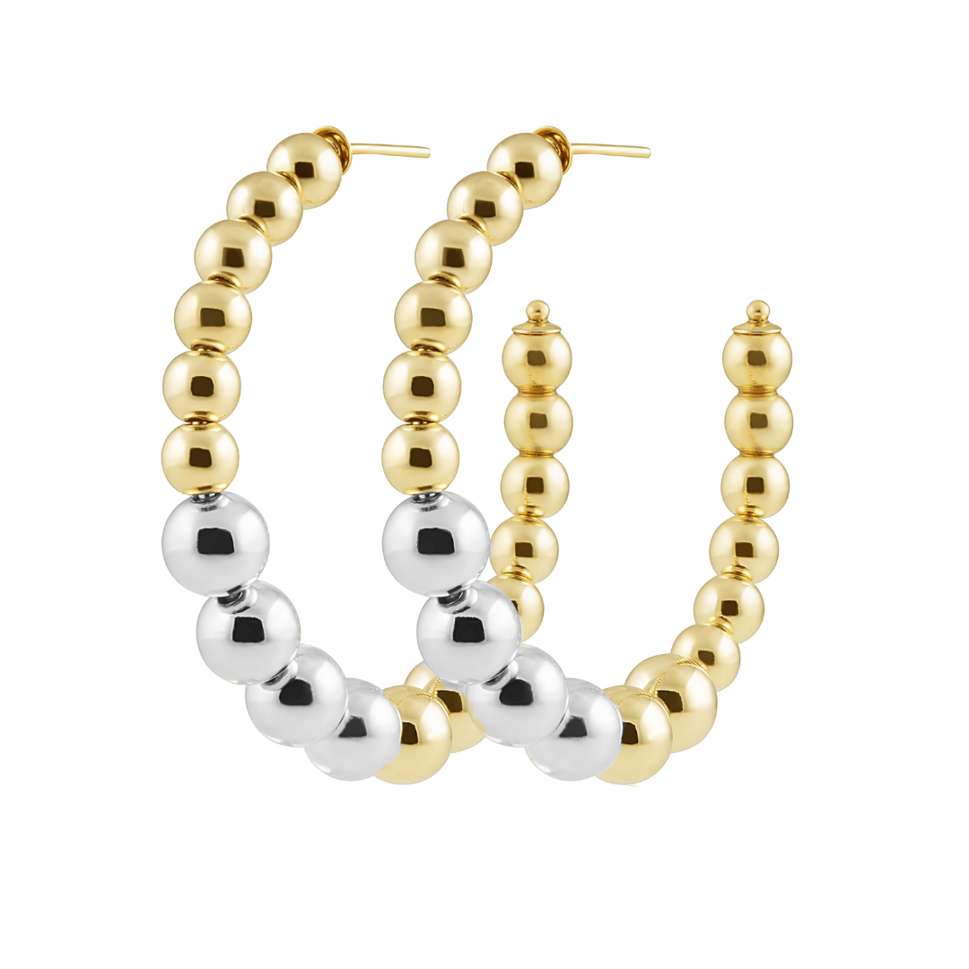 Lia Two Tone Beaded Hoop, view 29 — Soul Flow Apparel