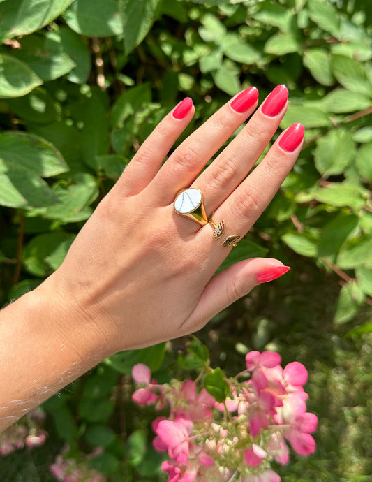 Howlite Stone Ring – Christian Ring