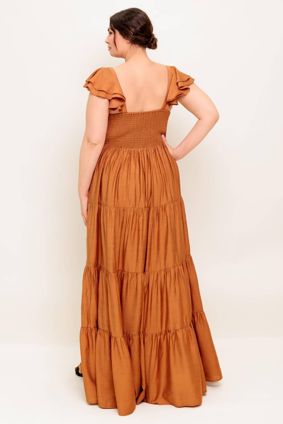 Summer Milk Rust Woven Maxi Dress, view 7 — Soul Flow Apparel