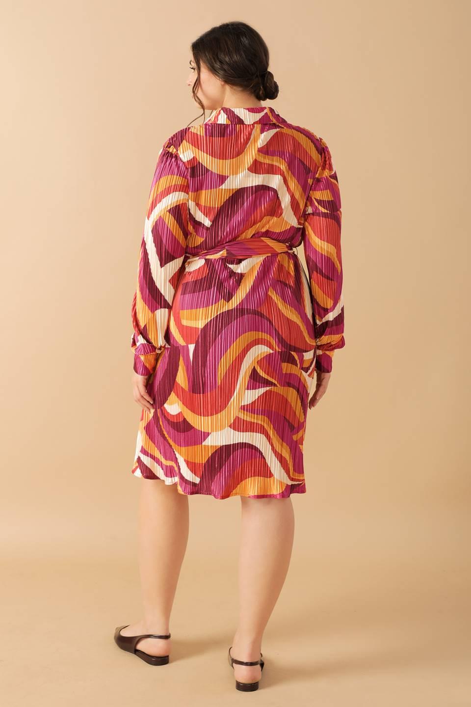 Get on Board Woven Plisse Mini Dress in magentamustard, view 6 — Soul Flow Apparel