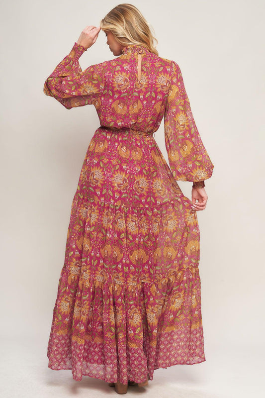 You Enchant Me Woven Maxi Dress in berry, view 4 — Soul Flow Apparel