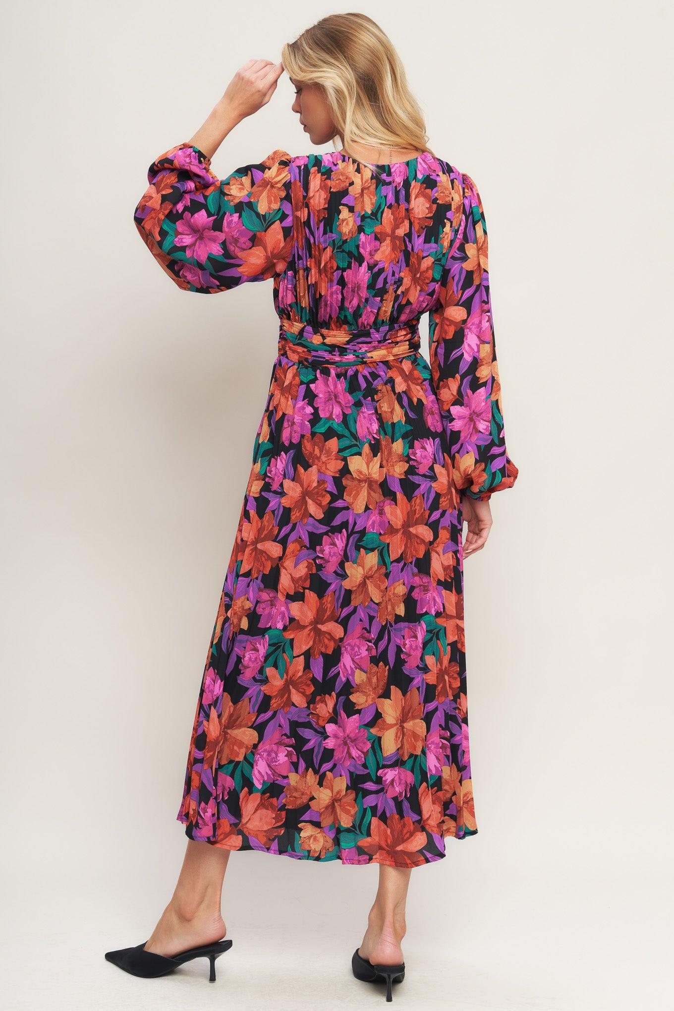 Our Beautiful Love Woven Midi Dress in black red, view 5 — Soul Flow Apparel