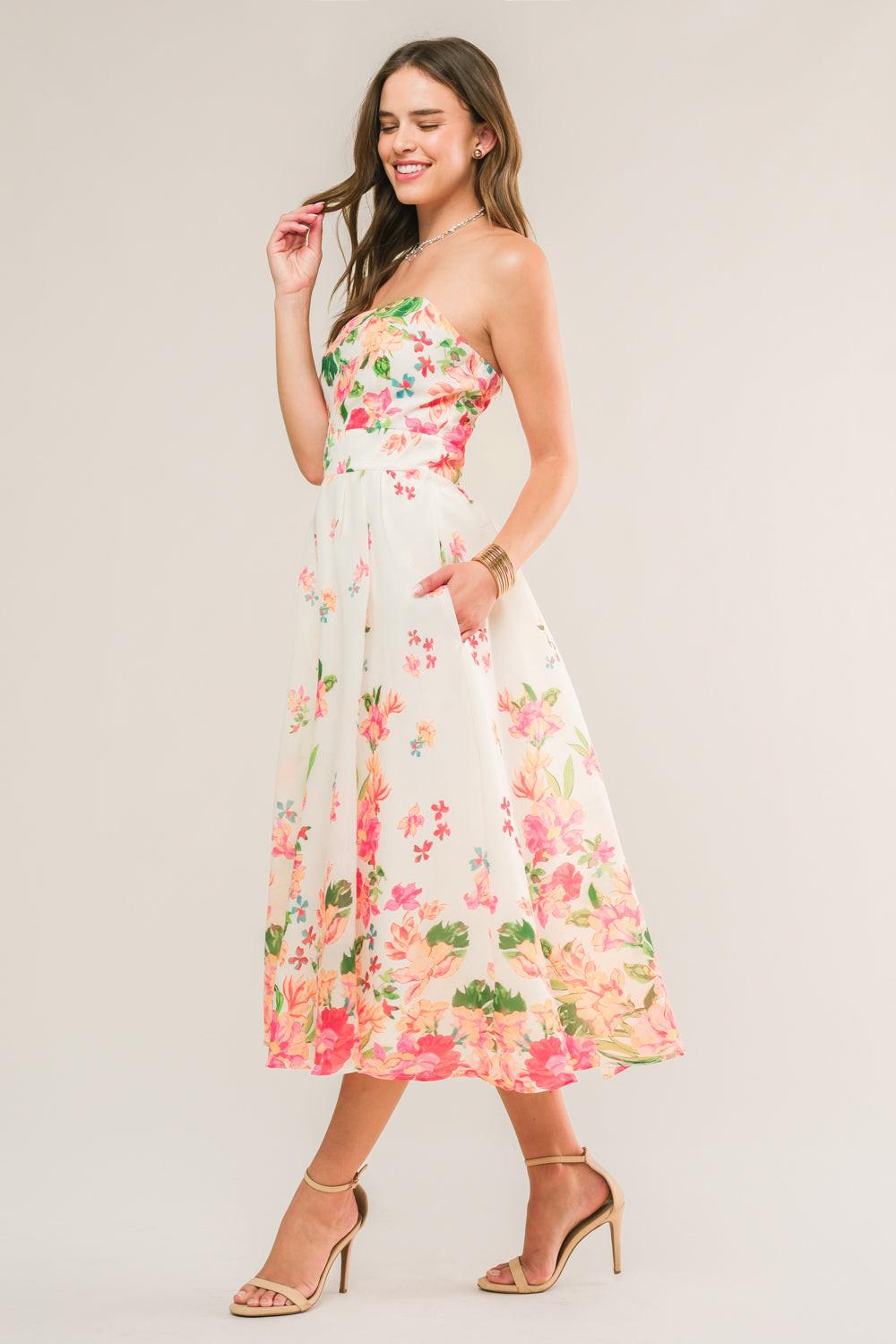 Come When I Call Woven Midi Dress in ivory, view 3 — Soul Flow Apparel