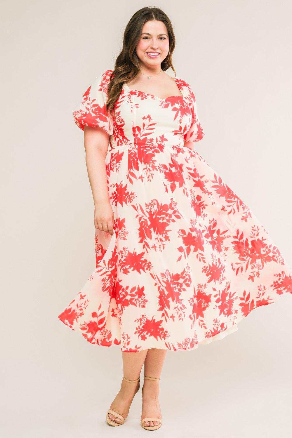 Successfully Cute Woven Midi Dress in ivory red, view 5 — Soul Flow Apparel