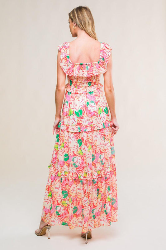 Relaxed Charm Woven Midi Dress in red, view 2 — Soul Flow Apparel