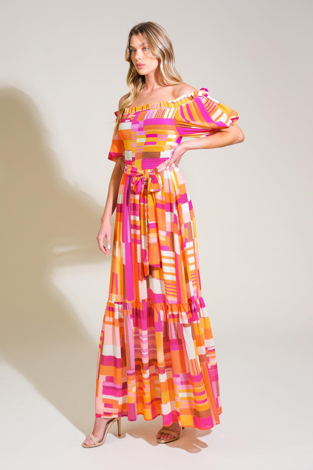Sunshine Squeeze Woven Maxi Dress in rust berry, view 3 — Soul Flow Apparel