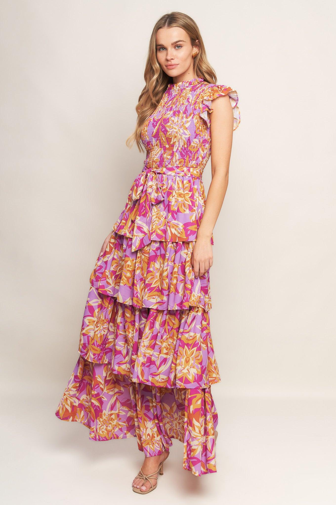 Getting Started Woven Midi Dress in lavender, view 3 — Soul Flow Apparel