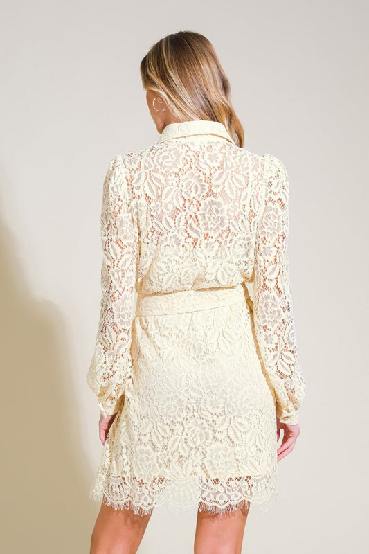 Adore You Lace Mini Dress in cream, view 2 — Soul Flow Apparel