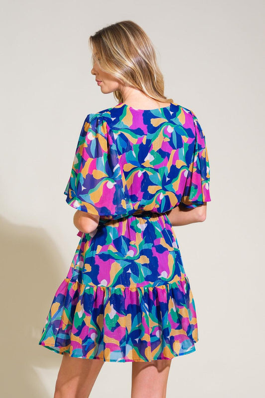 Think of Me Woven Mini Dress in navy purple, view 2 — Soul Flow Apparel
