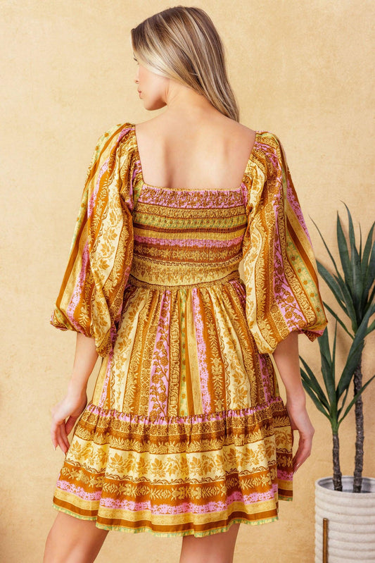 All My Pride Woven Mini Dress in brown lavender, view 5 — Soul Flow Apparel