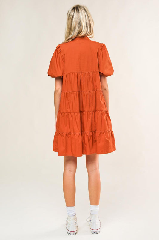 Miss American Pie Woven Mini Dress in rust, view 6 — Soul Flow Apparel