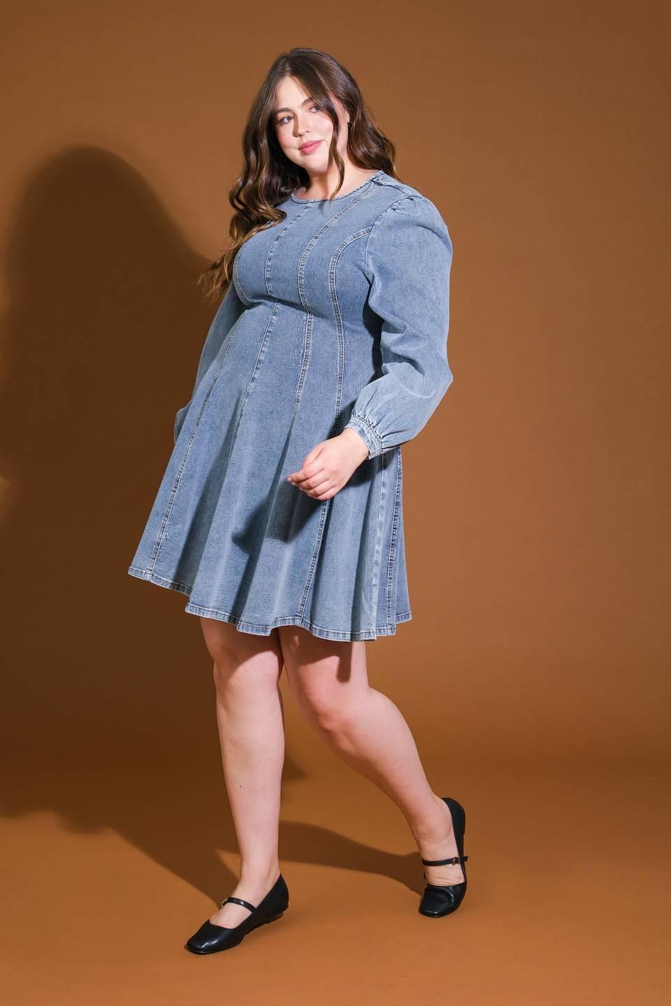 Your Sweetie Denim Mini Dress in blue acid, view 3 — Soul Flow Apparel